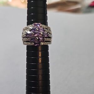 Elegant Purple and Silver Women's Ring